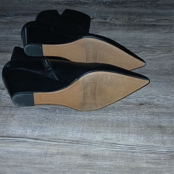 FRANCO SARTO |Amsterdam Black Leather pointed toe wedge ankle bootie Sz 7.5 EUC - Picture 6 of 9